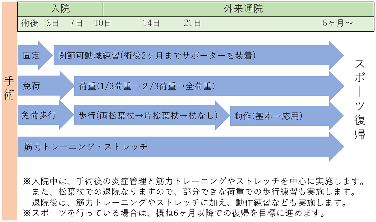 図3 手術後のリハビリテーションの流れ