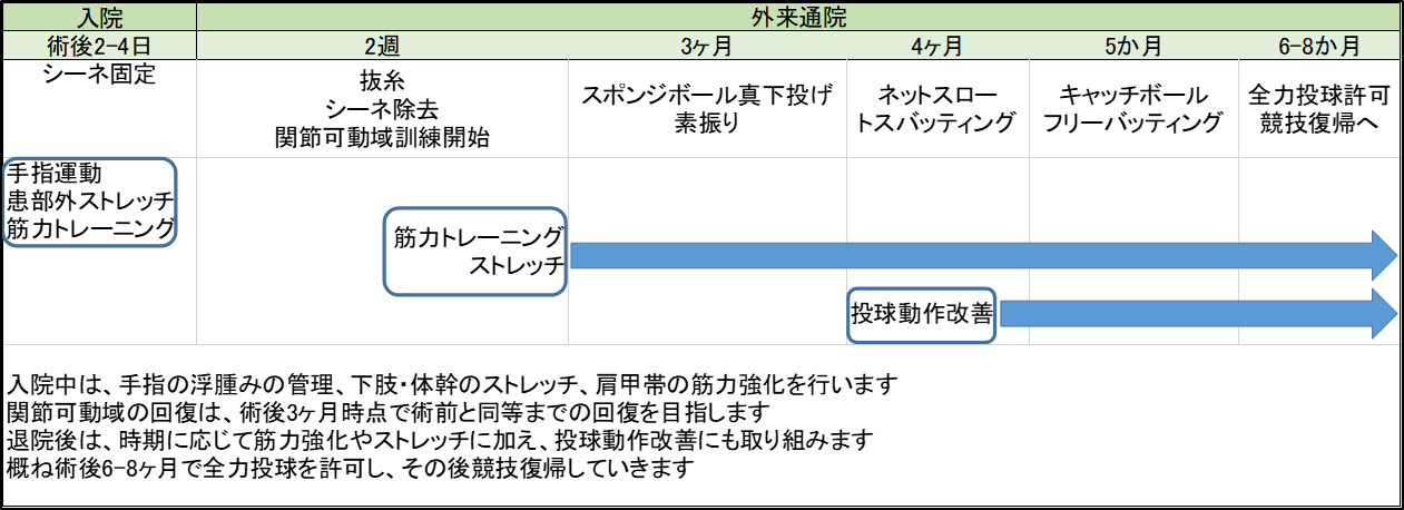 図8 手術後のリハビリテーションの流れ